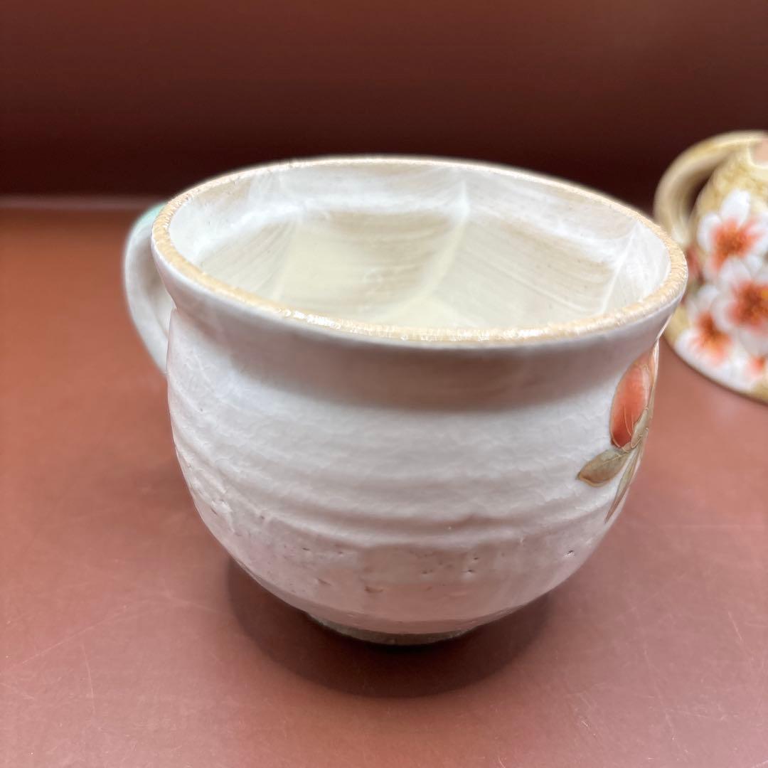 京焼　清水焼　陶あん　コーヒーカップ　芍薬　桜　カップ2個　色絵