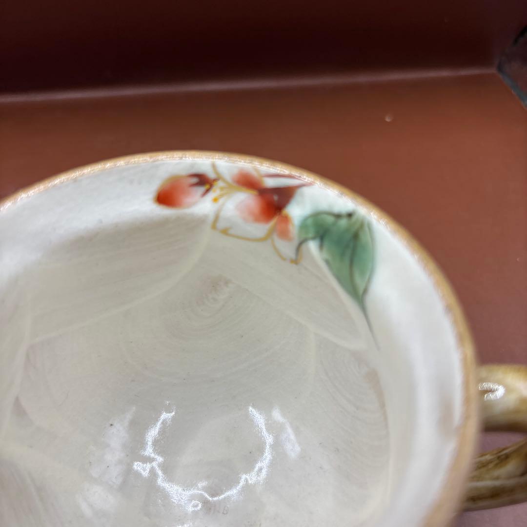京焼　清水焼　陶あん　コーヒーカップ　芍薬　桜　カップ2個　色絵