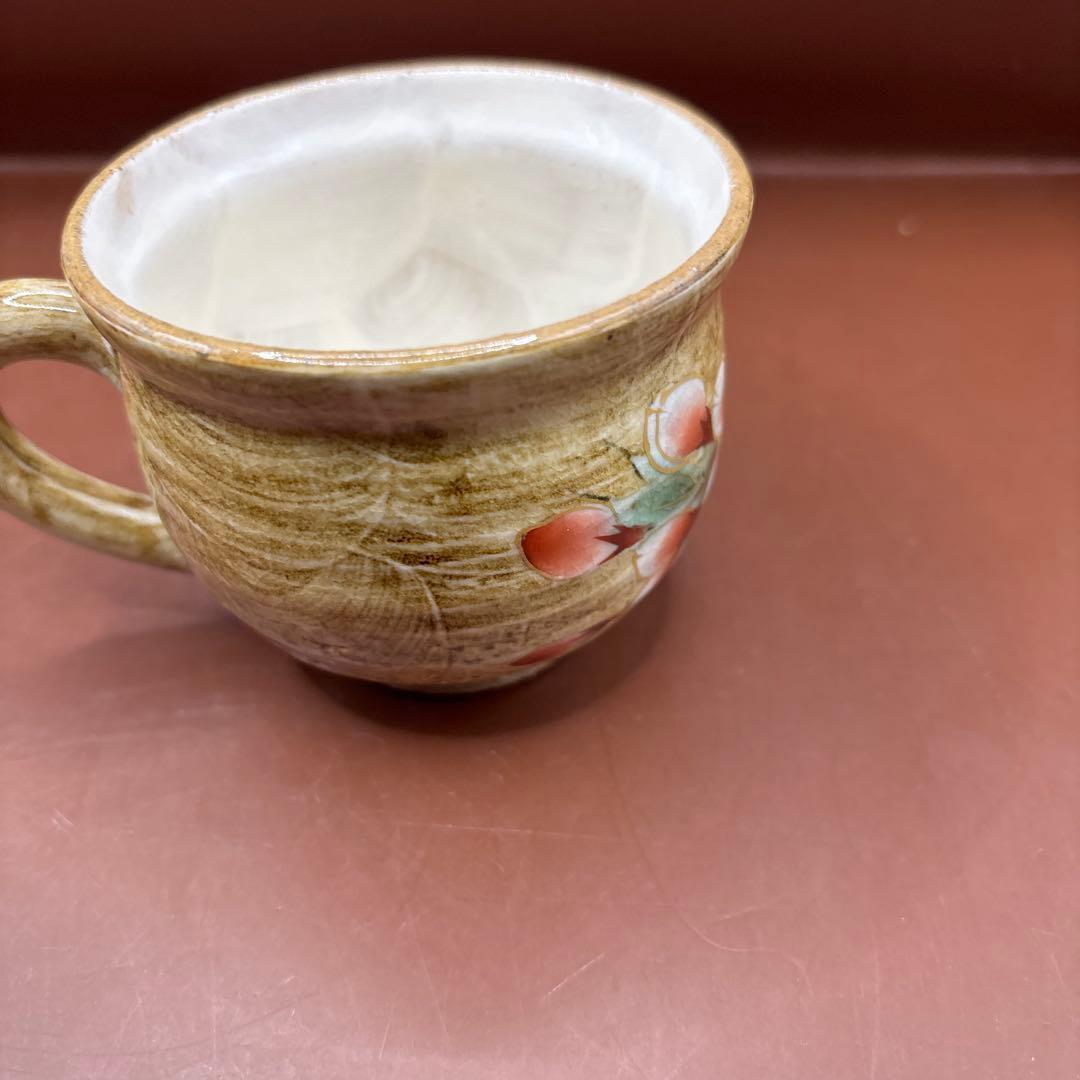 京焼　清水焼　陶あん　コーヒーカップ　芍薬　桜　カップ2個　色絵