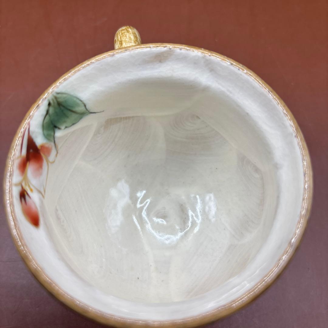 京焼　清水焼　陶あん　コーヒーカップ　芍薬　桜　カップ2個　色絵