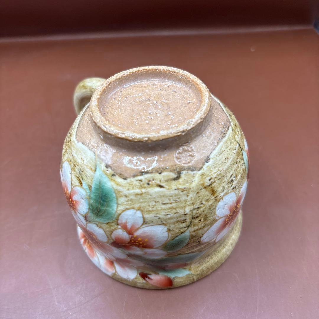 京焼　清水焼　陶あん　コーヒーカップ　芍薬　桜　カップ2個　色絵