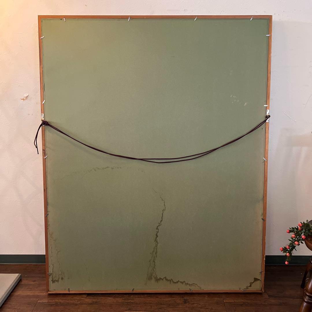 k002r114 額装油彩画 栗家功「人形の窓」50号F型 大型 額縁 ピノキオ