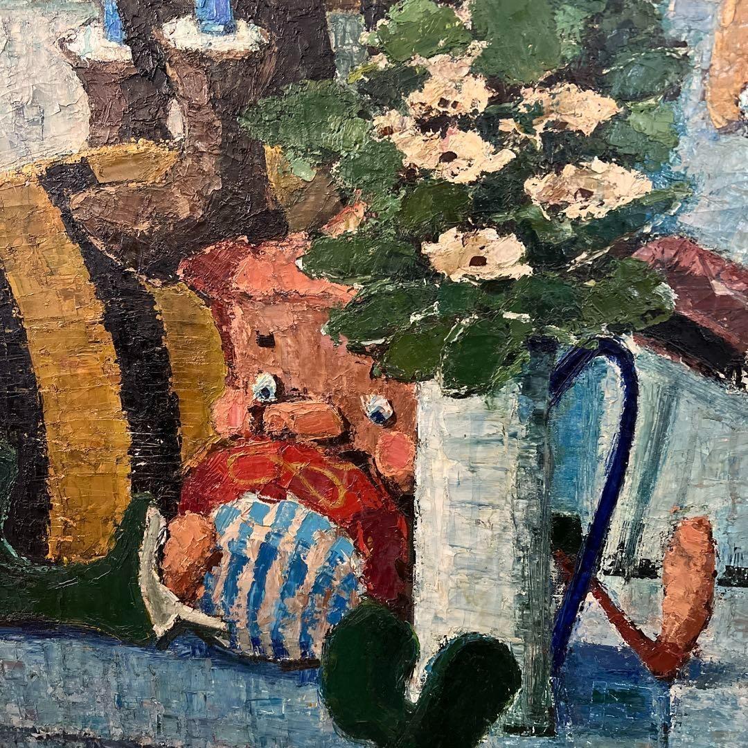 k002r114 額装油彩画 栗家功「人形の窓」50号F型 大型 額縁 ピノキオ