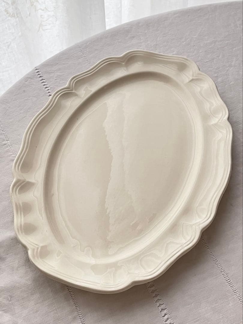 【レア】フランス SARREGUEMINES 花リムオーバル 特大[3807]