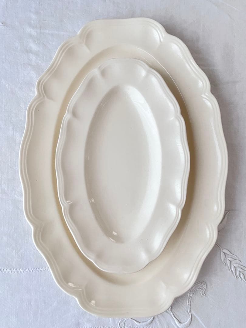 【レア】フランス SARREGUEMINES 花リムオーバル 特大[3807]