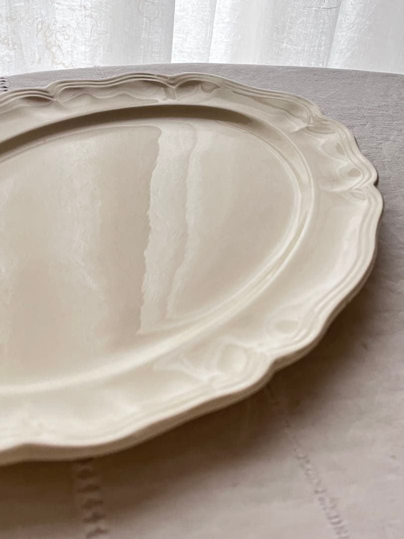 【レア】フランス SARREGUEMINES 花リムオーバル 特大[3807]