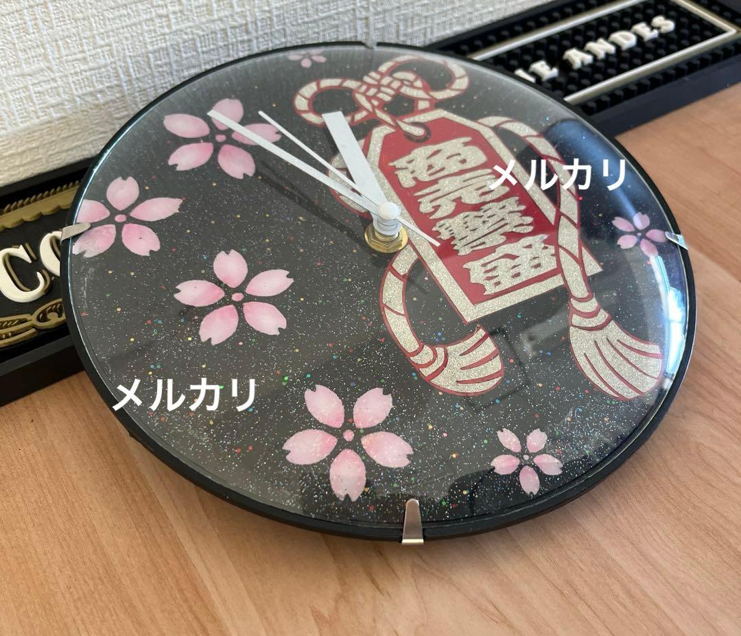 壁掛け時計 ドーム型 商売繁盛 短冊 桜吹雪 ラメ入り デコトラ サロン バス