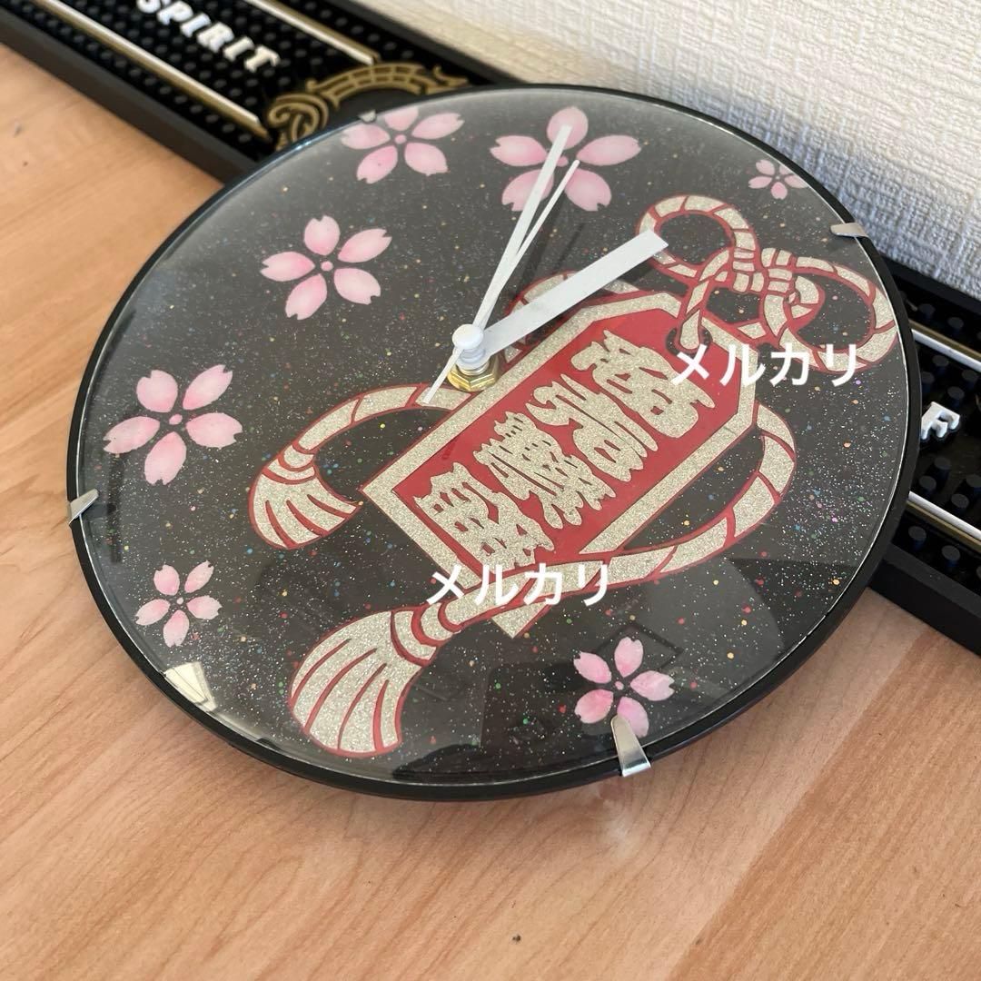 壁掛け時計 ドーム型 商売繁盛 短冊 桜吹雪 ラメ入り デコトラ サロン バス