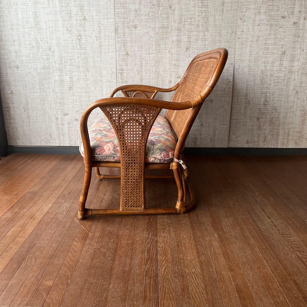 【アンティーク】籐 ラタン 2人掛け ソファ ラタンチェア 古民家 古家具