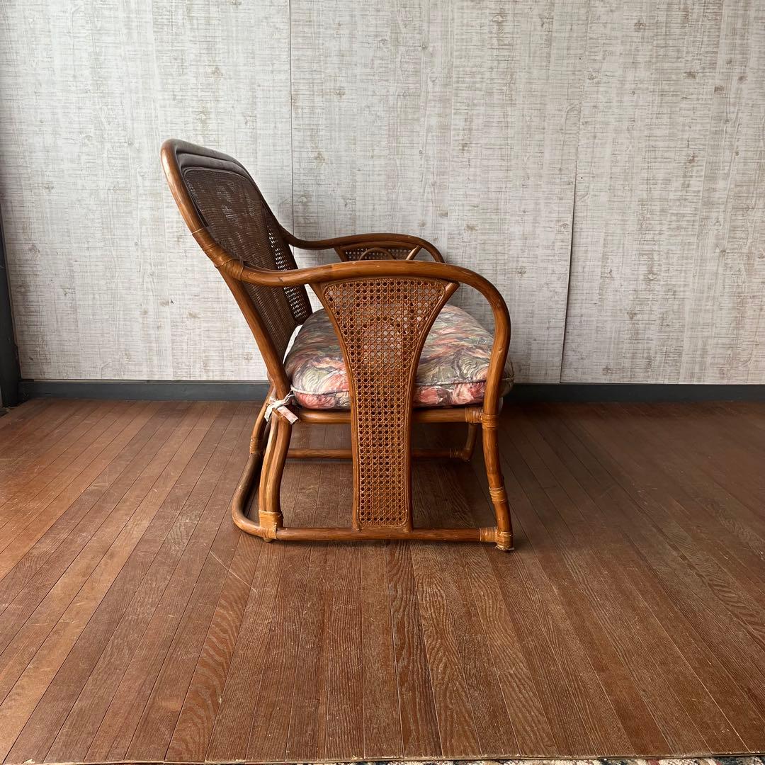 【アンティーク】籐 ラタン 2人掛け ソファ ラタンチェア 古民家 古家具