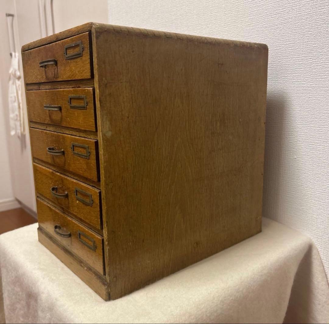 昭和レトロ 和モダン 木製 小引き出し ヴィンテージ アンティーク 古道具　5段