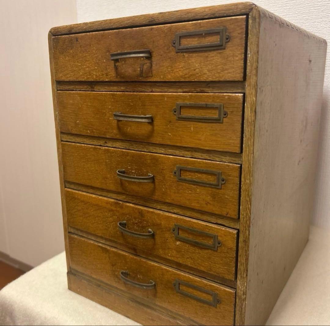 昭和レトロ 和モダン 木製 小引き出し ヴィンテージ アンティーク 古道具　5段