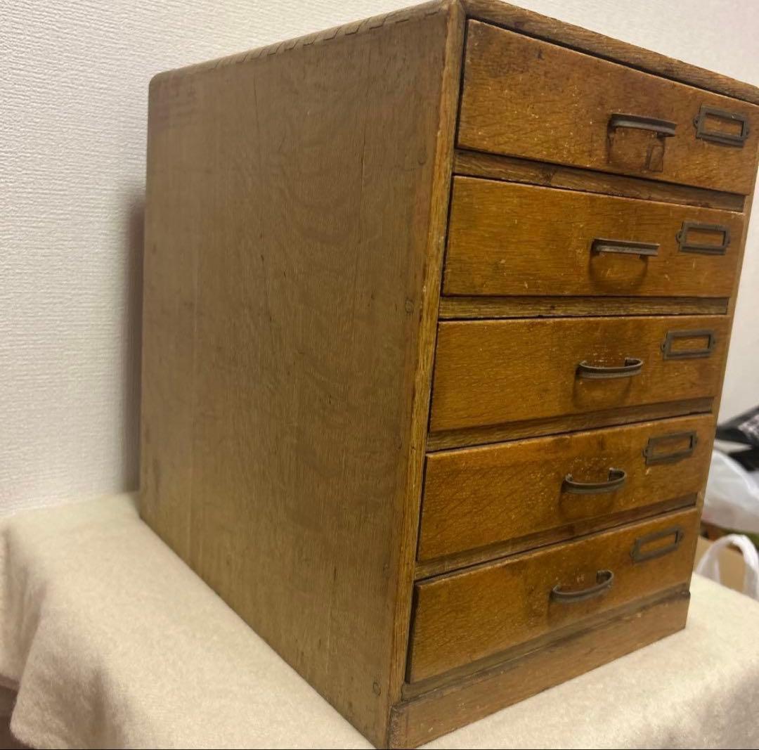 昭和レトロ 和モダン 木製 小引き出し ヴィンテージ アンティーク 古道具　5段