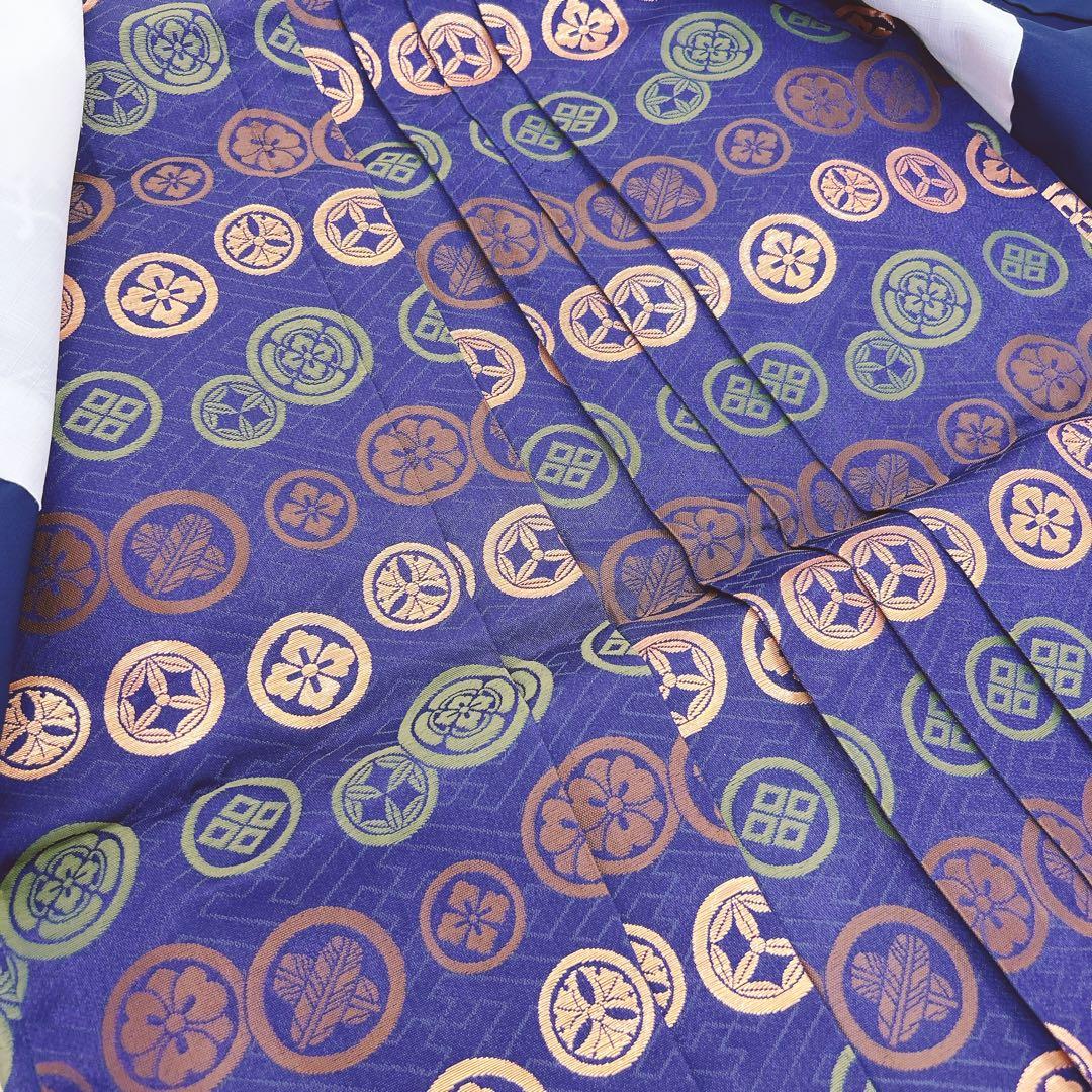 七五三5歳男の子　羽織袴セット　紺色　鷹柄