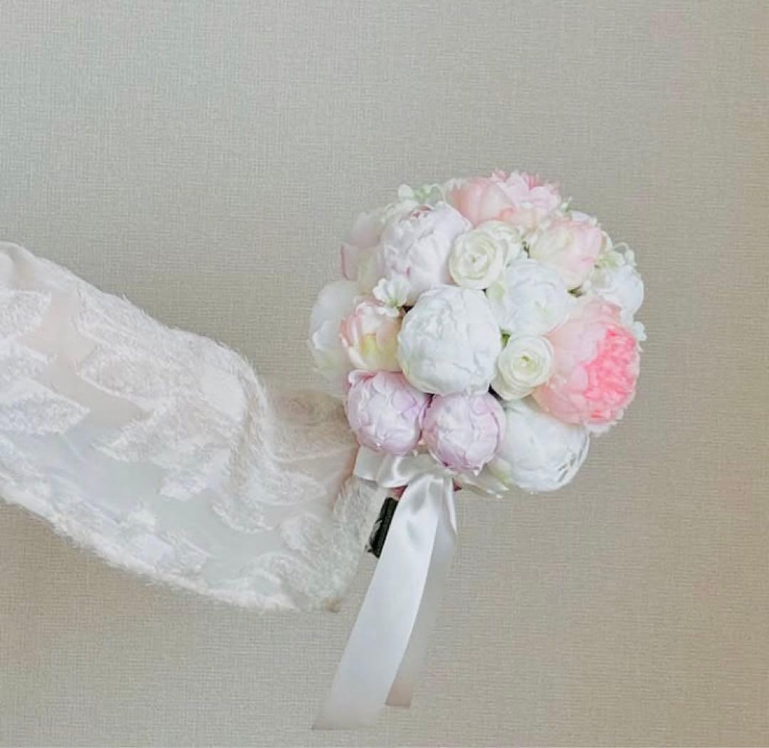 ピオニーブーケ 芍薬 結婚式 花嫁ブーケ ※ブートニア付き