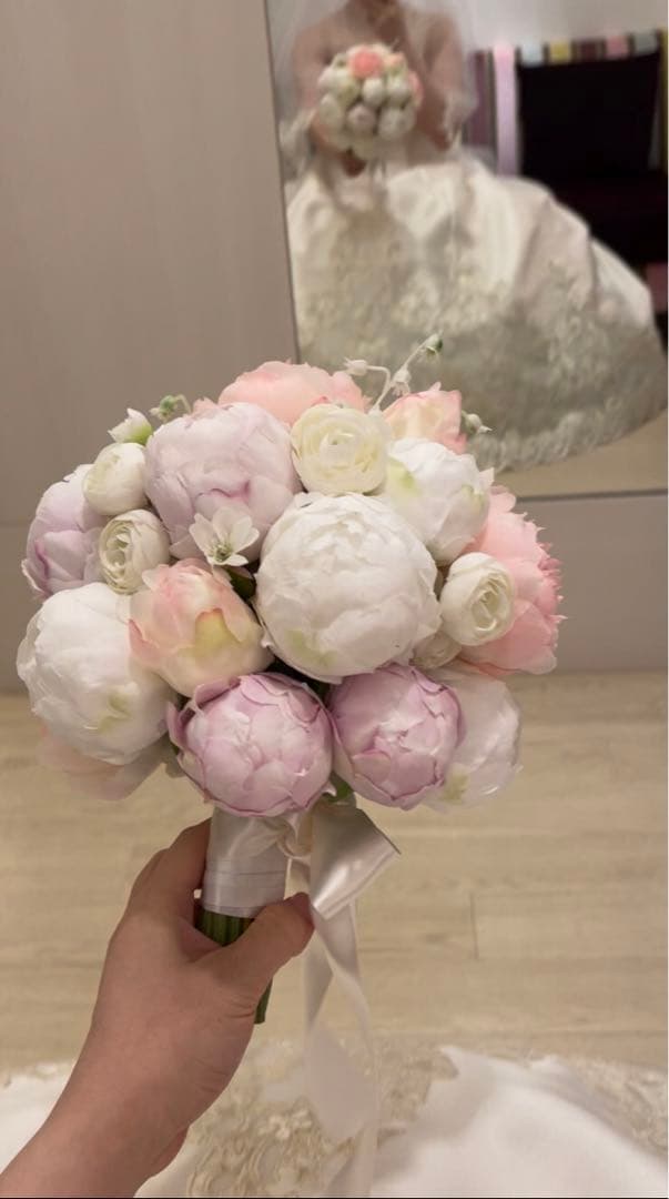 ピオニーブーケ 芍薬 結婚式 花嫁ブーケ ※ブートニア付き