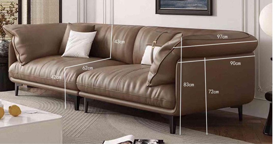 ブラウンレザーL字型ソファ　3人掛け・4人掛け