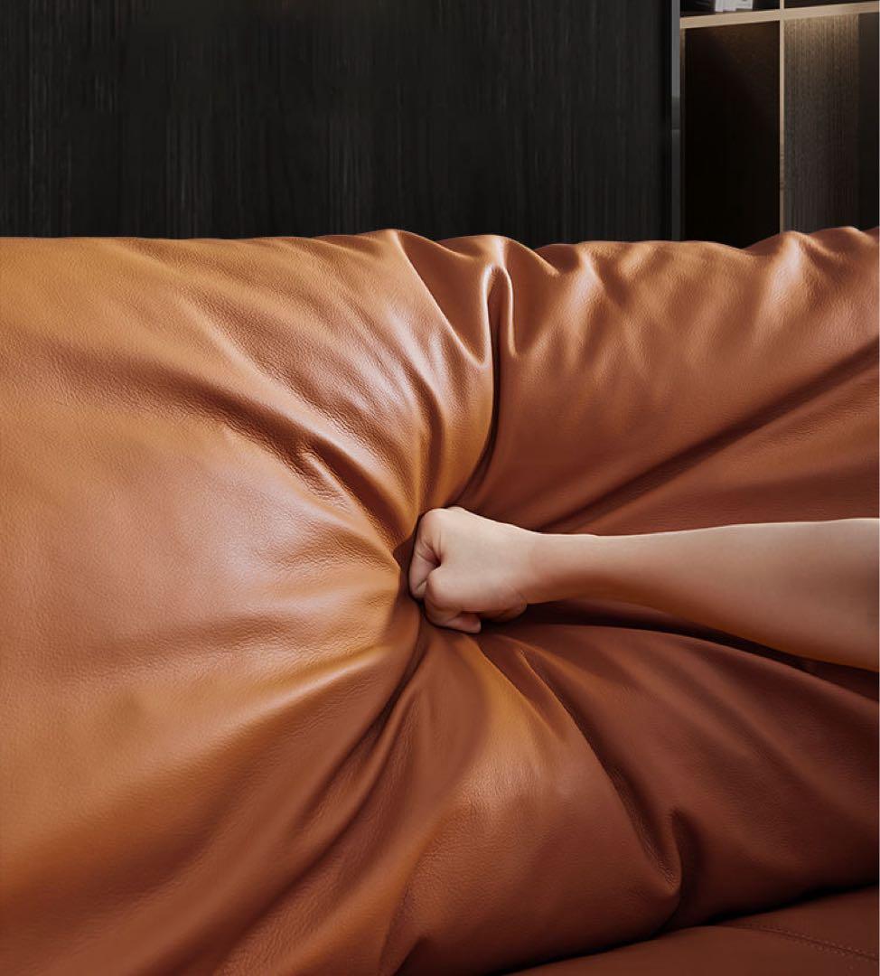 ブラウンレザーL字型ソファ　3人掛け・4人掛け