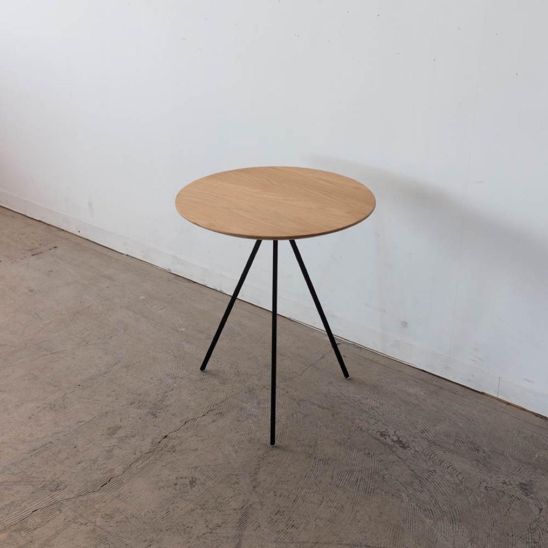 円形サイドテーブル ナチュラル×ブラック