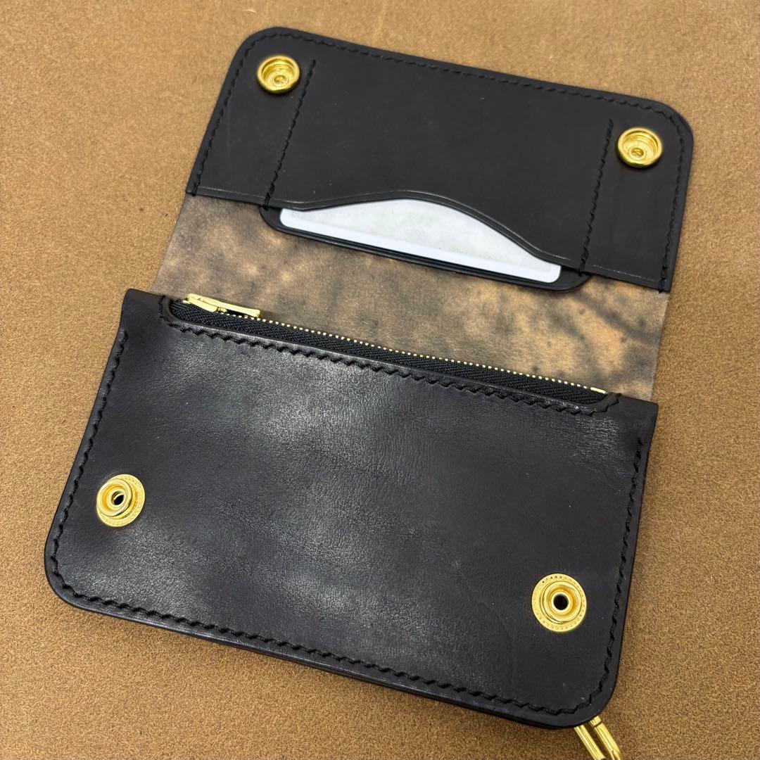 ホースバット　トラッカーウォレット　ミドル　焦茶　2層　guidi