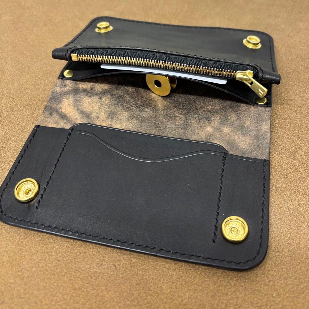 ホースバット　トラッカーウォレット　ミドル　焦茶　2層　guidi