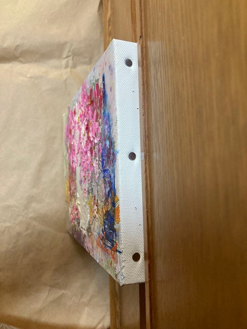 池田秀郎 油絵 「花」SM 肉筆 サイン有り 油彩 サムホール 額無し 静物