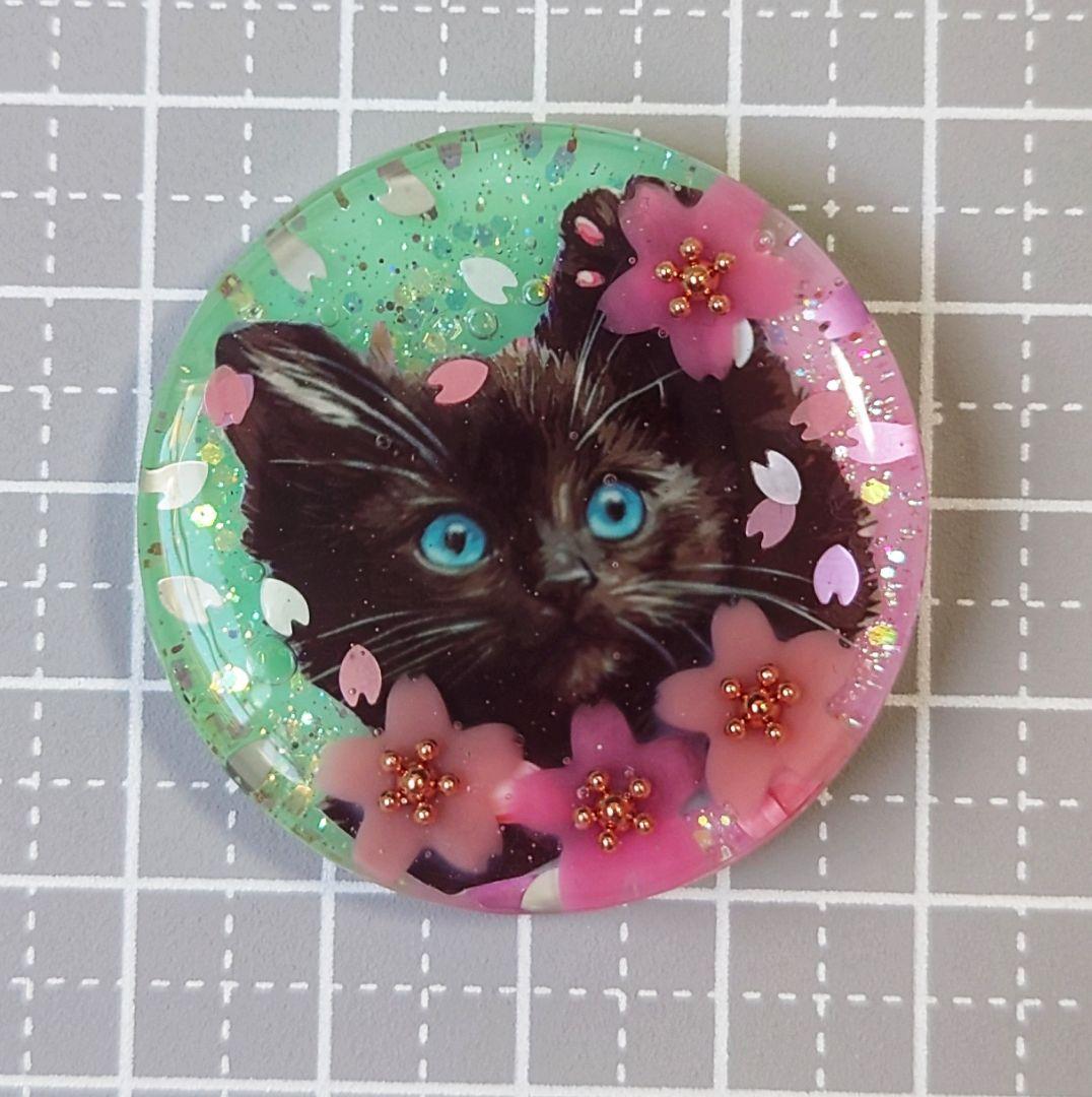 レジン　猫　ヘアゴム　ブローチ　ポニーフック　No.513