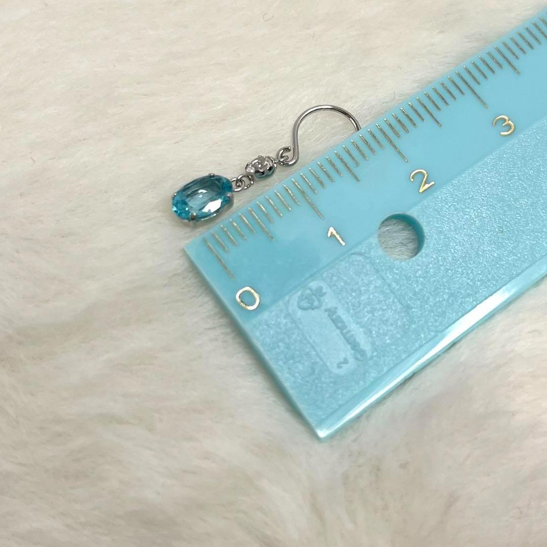 【美品】ピアス　K14WG  ダイヤモンド　色石　揺れる　ホワイトゴールド