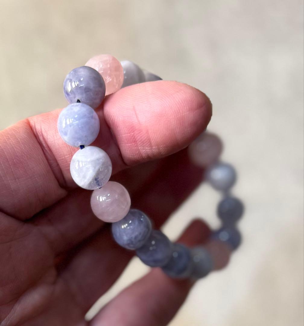 高品質ブルーローズクォーツ　11.4ミリ　②