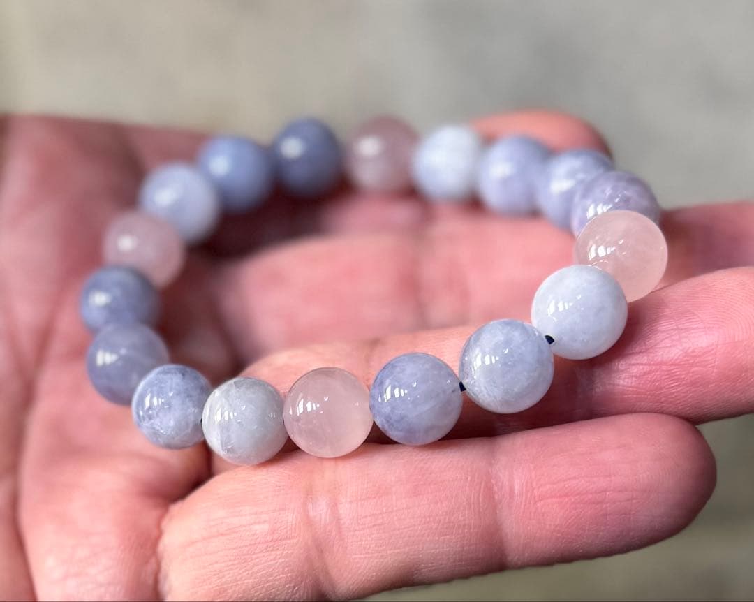 高品質ブルーローズクォーツ　11.4ミリ　②