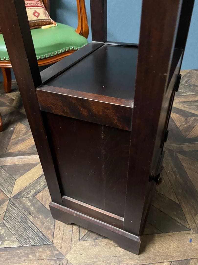 北海道民芸家具 カバ無垢材 電話台 棚 インテリア 昭和レトロ アンティーク