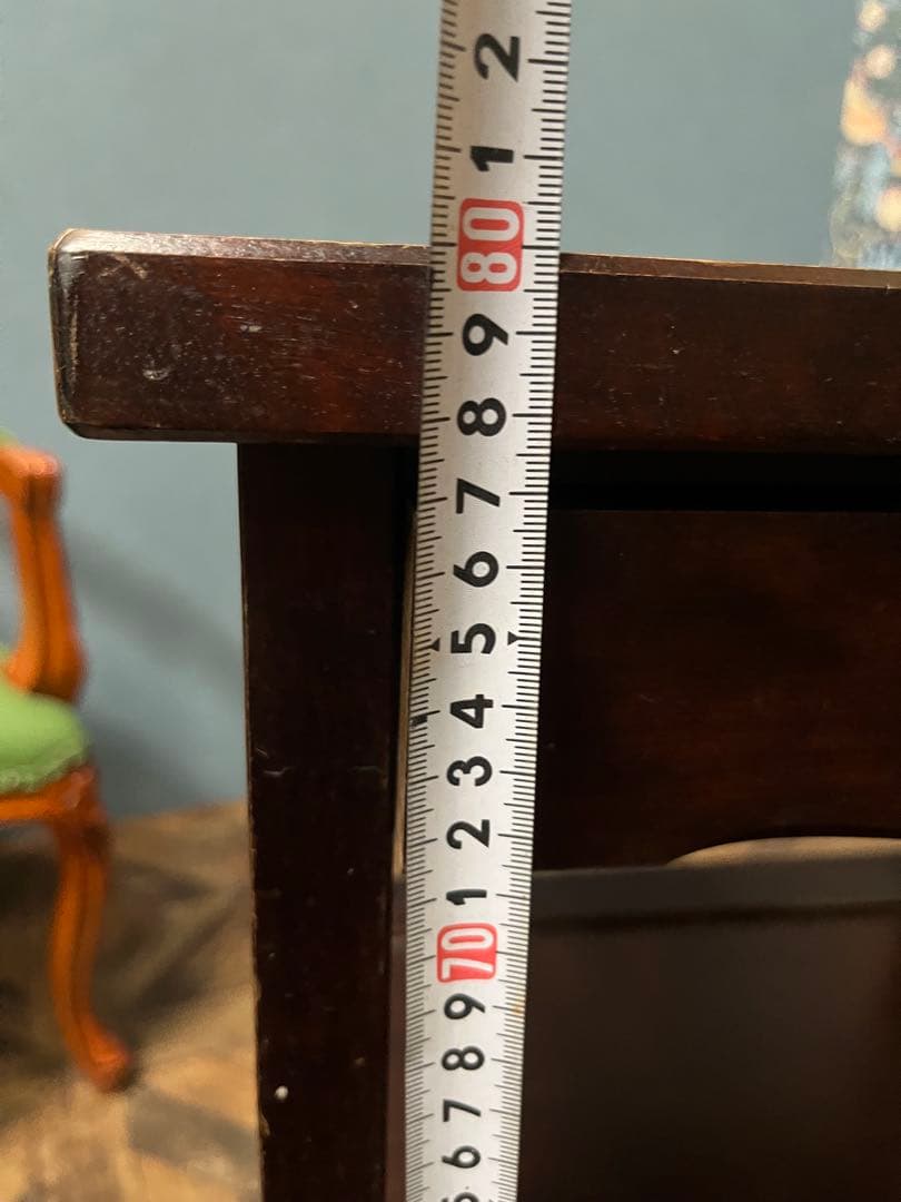 北海道民芸家具 カバ無垢材 電話台 棚 インテリア 昭和レトロ アンティーク