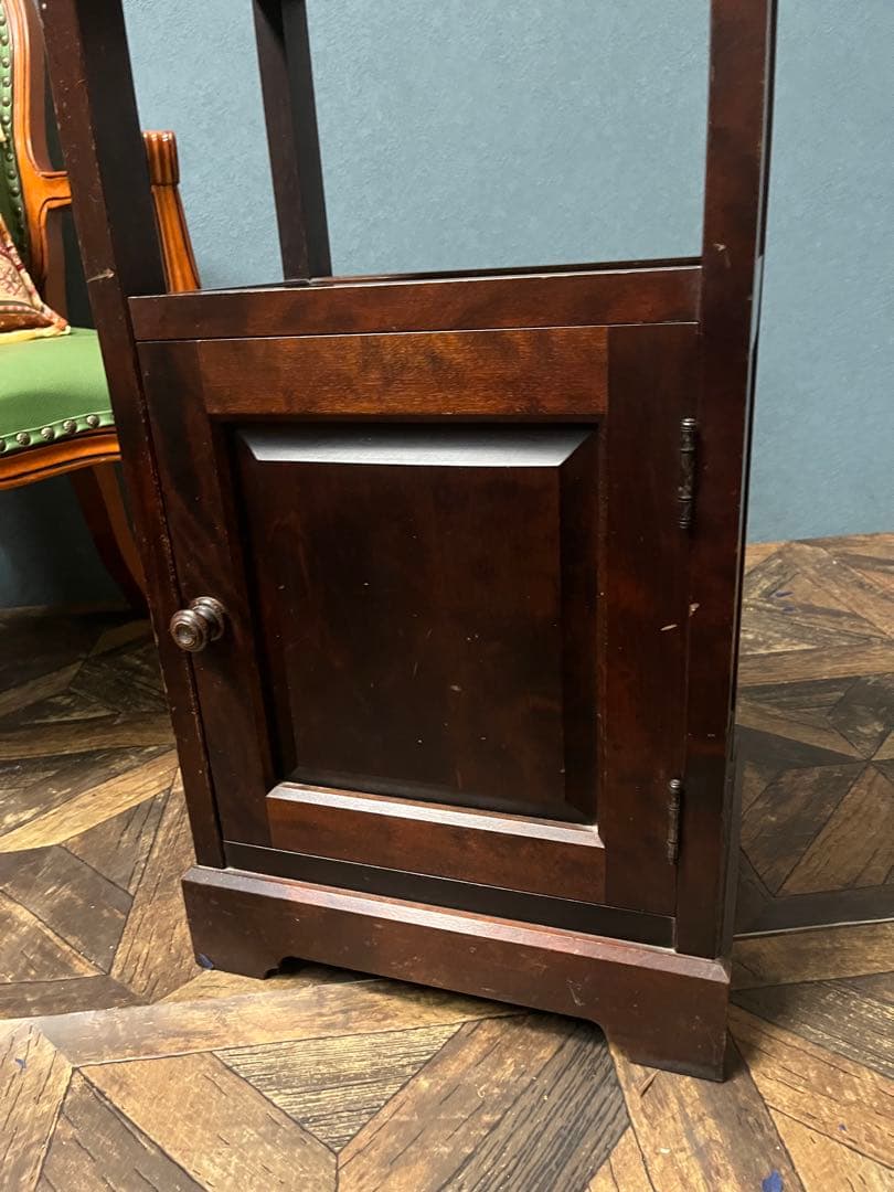 北海道民芸家具 カバ無垢材 電話台 棚 インテリア 昭和レトロ アンティーク