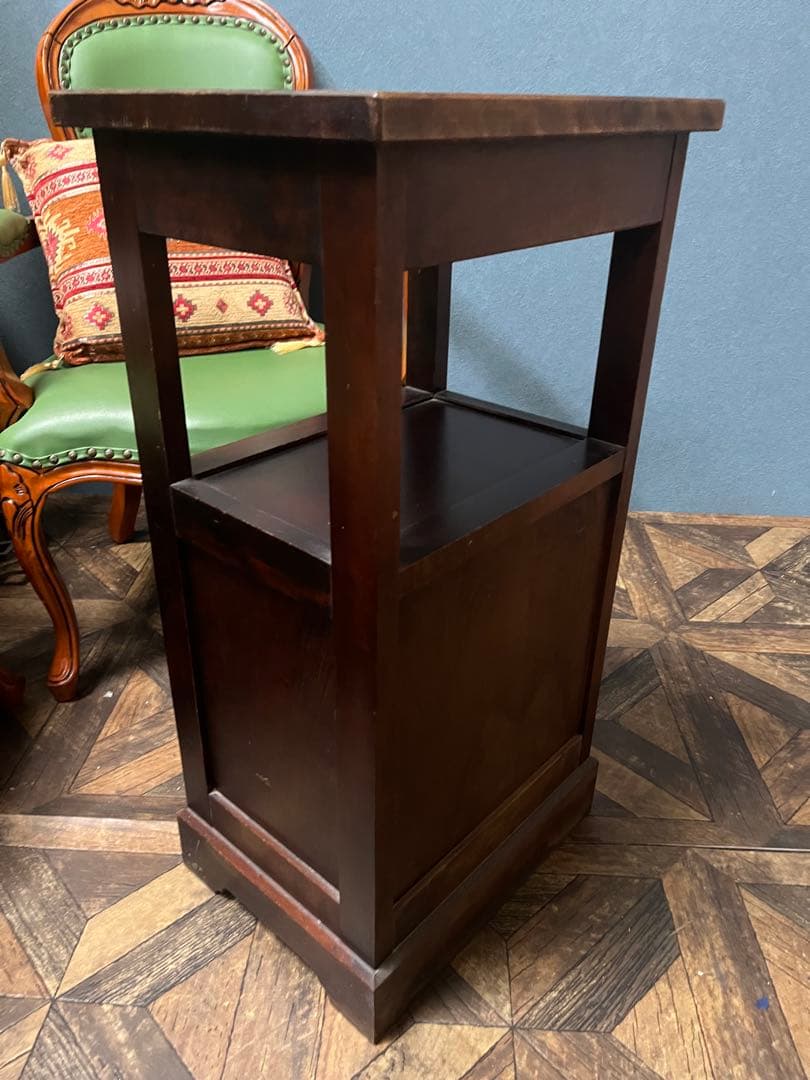 北海道民芸家具 カバ無垢材 電話台 棚 インテリア 昭和レトロ アンティーク