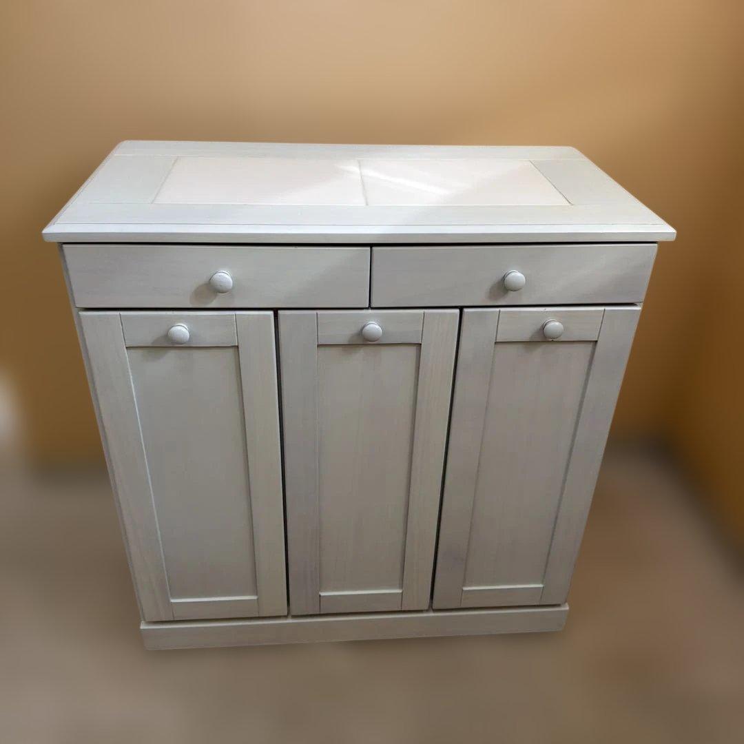 天然木 天板タイル ダストボックス 分別ゴミ箱 3分割 15L