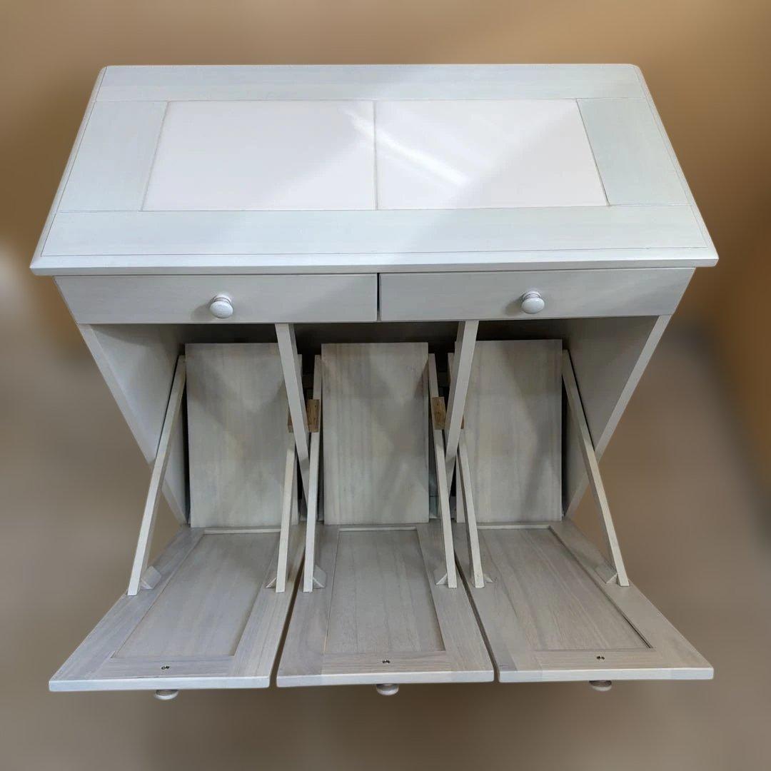 天然木 天板タイル ダストボックス 分別ゴミ箱 3分割 15L