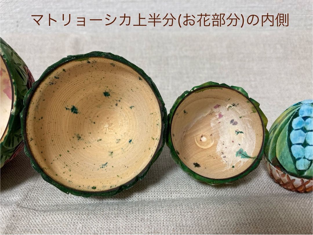ロシア雑貨☆イースターエッグ型マトリョーシカ5Pフラワーバスケット カービング