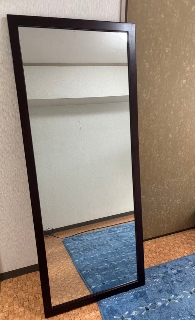 壁掛け鏡 66×1.7×161cm 天然木フレーム　飛散防止仕様　大型鏡