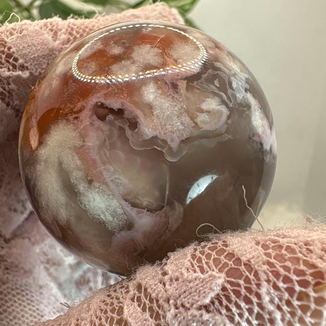 高品質 ピンク桜瑪瑙スフィア♡♡No.1978