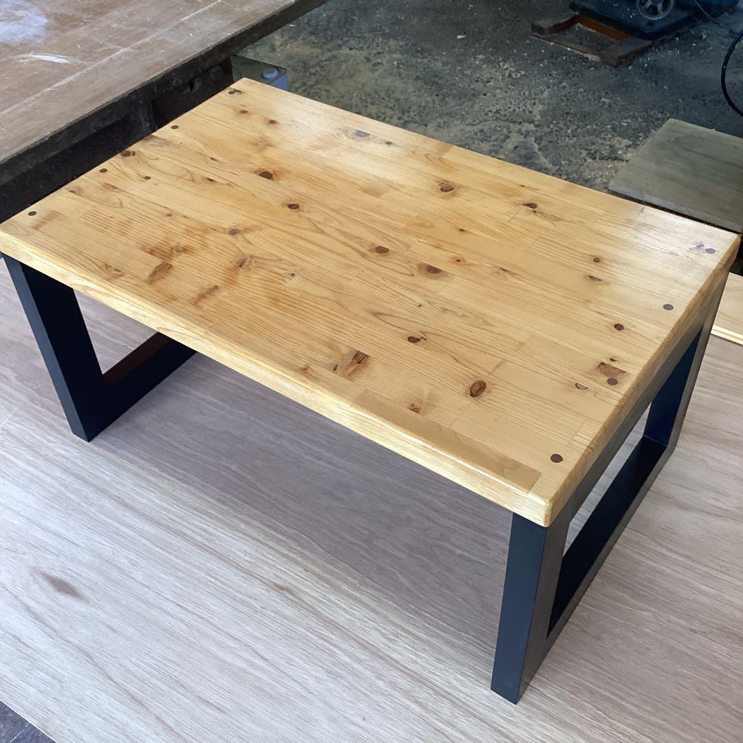 アイアン風塗装　ヒノキのローテーブル