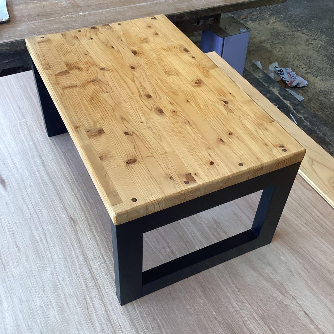 アイアン風塗装　ヒノキのローテーブル