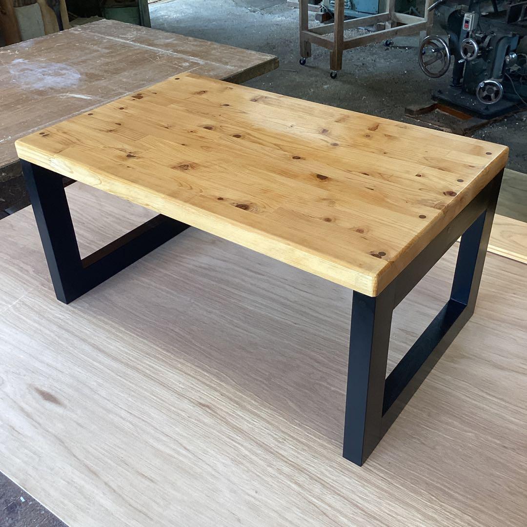 アイアン風塗装　ヒノキのローテーブル