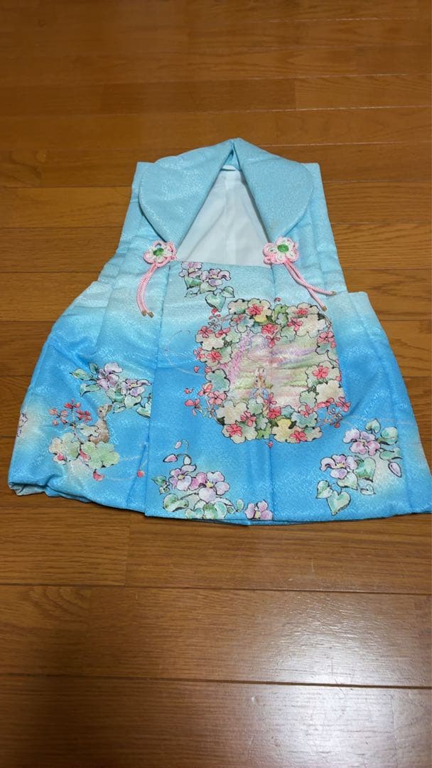 【美品】七五三　3歳用 水色花柄着物セット
