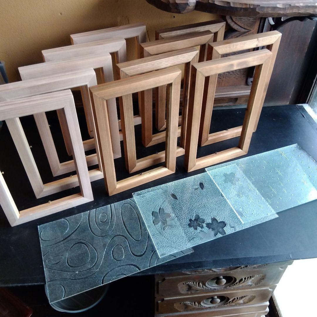 秋、昭和型板ガラス、木枠