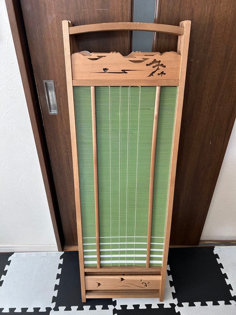 昭和レトロ 古家具 木製衝立 4連 パーテーション 間仕切り 仕切り屏風　透かし