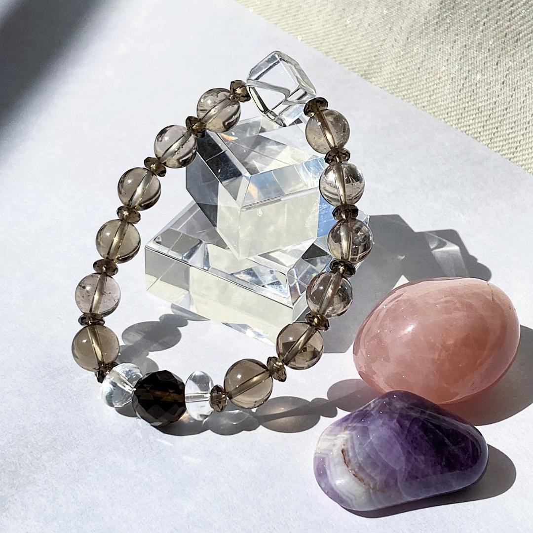 【ほのかにグラデ】スモーキークォーツ 水晶 天然石ブレスレット