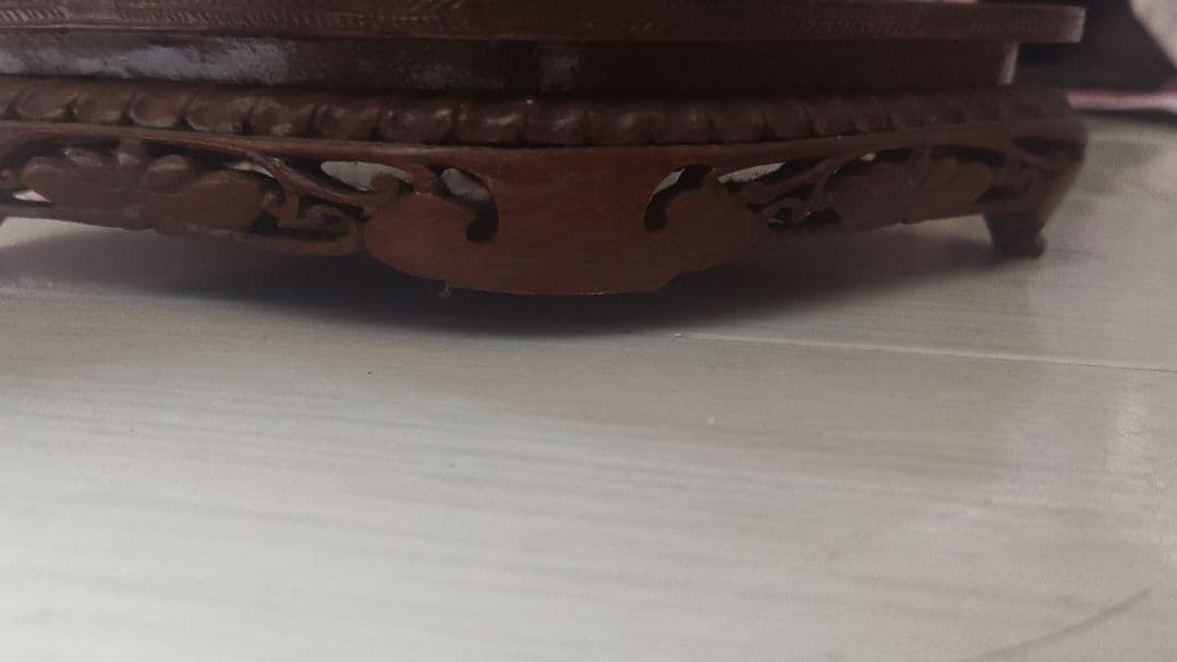 【翡翠香炉】 龍の装飾 木製台座付き