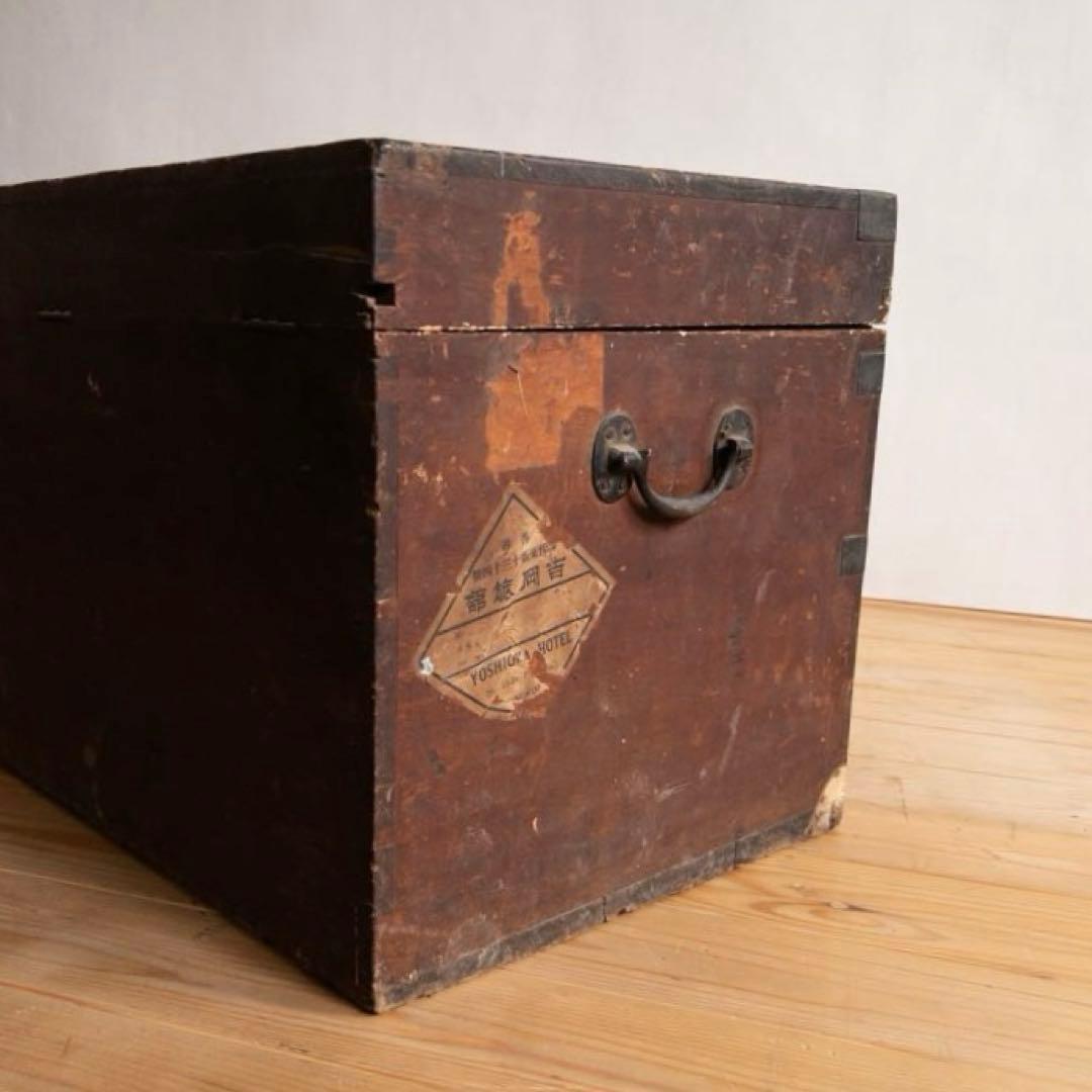 大きめ木箱　真鍮　収納箱　幅約98㎝ ディスプレイ　古道具　古家具　アンティーク