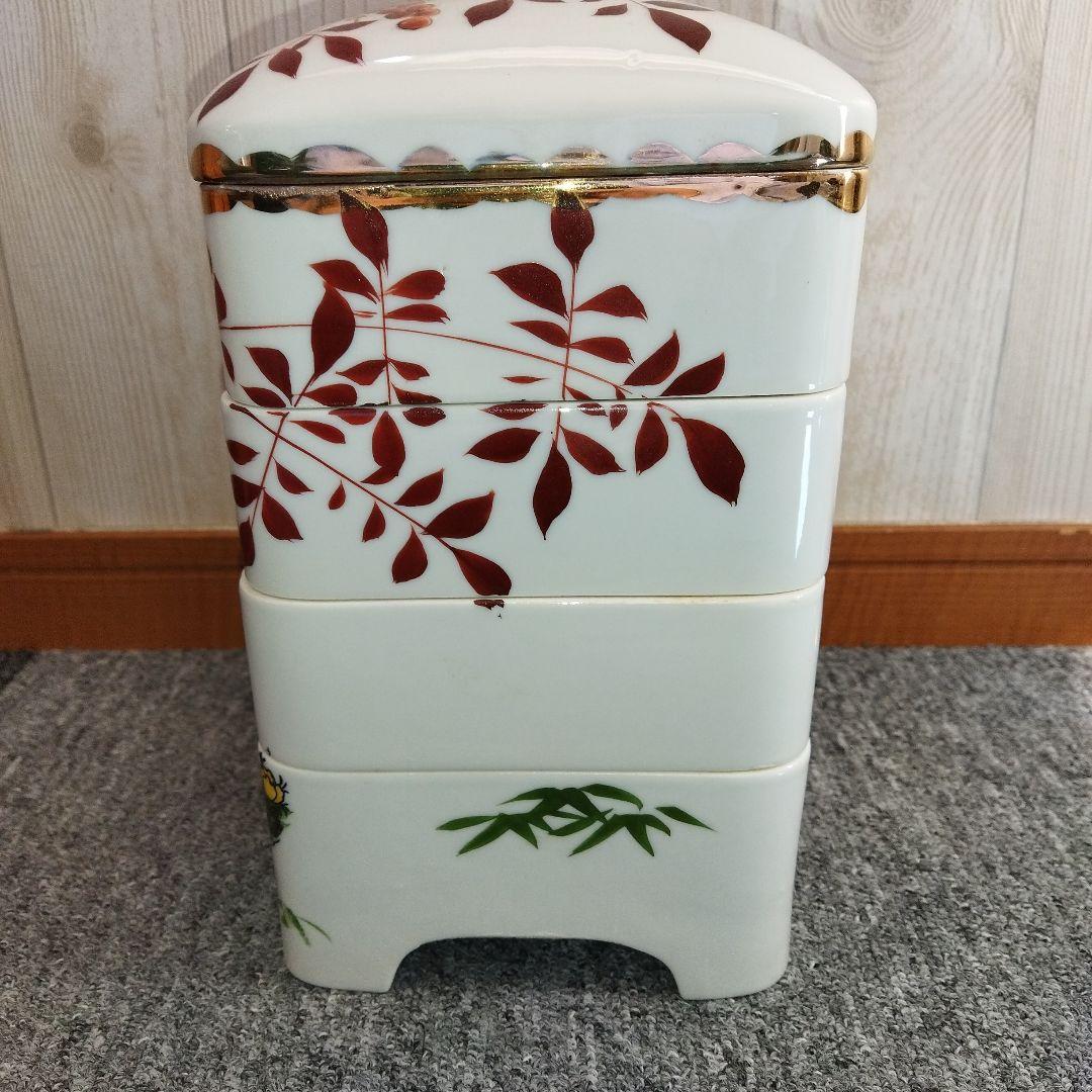 【ほぼ未使用】重箱4段　陶器　お正月用品　レトロ　骨董品