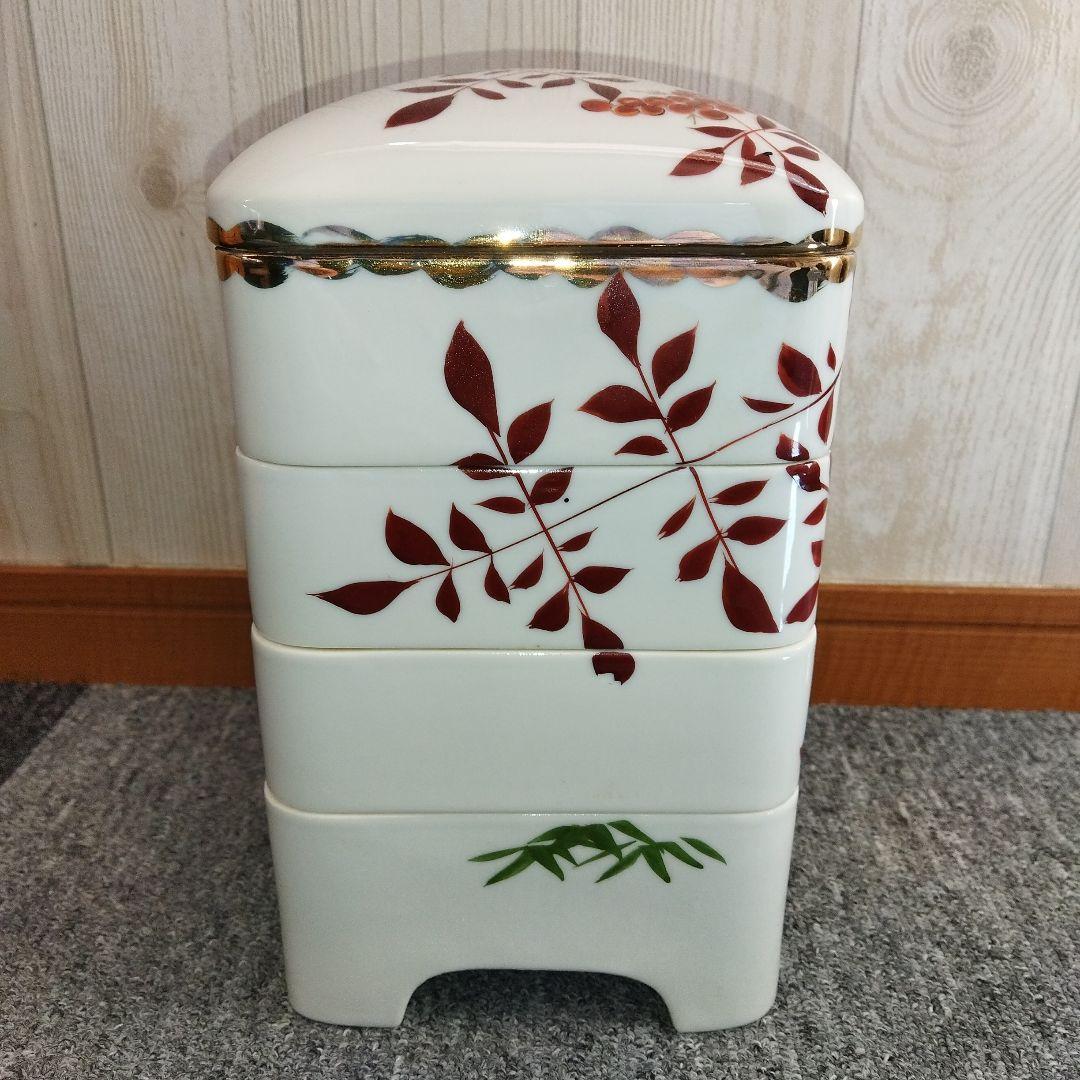 【ほぼ未使用】重箱4段　陶器　お正月用品　レトロ　骨董品